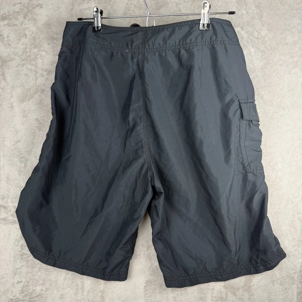 Oakley‎ Mens Black Board Shorts Size 34 Cargo Pocket Swim Trunks Lace Up Front
